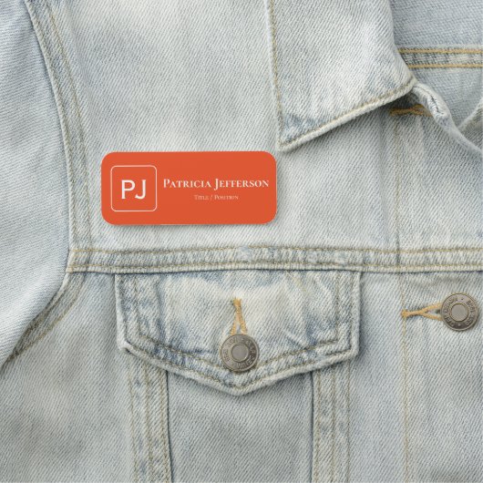 Porte-nom Élégant Tangerine Orange Monogramme Moderne & Élég (En situation)