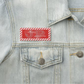 Porte-nom Élégant Tomate Rouge Blanc rayé : Monogramme éléga (En situation)