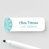 Porte-nom Élégant Turquoise Mandala Life Coach (En situation)