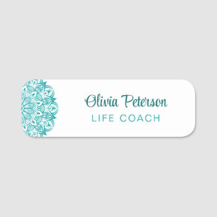 Porte-nom Élégant Turquoise Mandala Life Coach