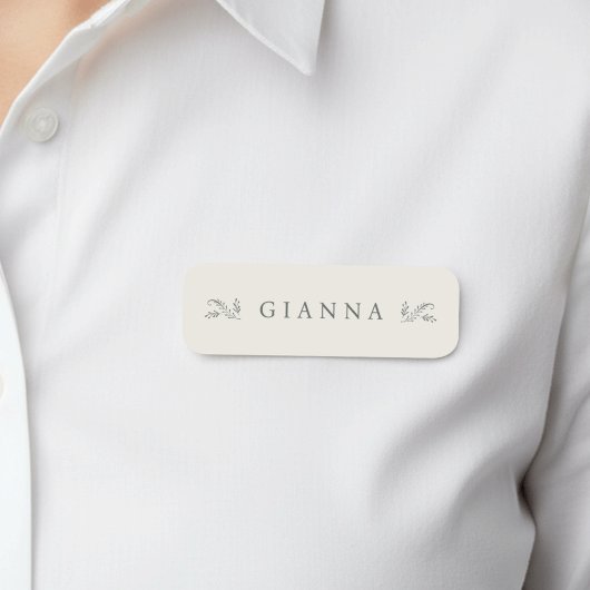 Porte-nom Élégant vert et crème Botanique