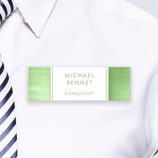 Porte-nom Élégant Vert Lime Métal Brossé Entreprise