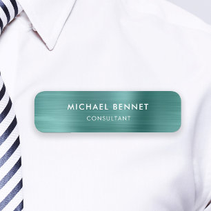 Porte-nom Élégant Vert Métallisé Professionnel Entreprise