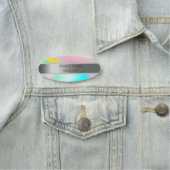 Porte-nom Elégante bande d'argent, perles Holographique Ombr (En situation)