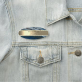 Porte-nom Elégante Bande Or, Perles, Bleu Marbre (En situation)