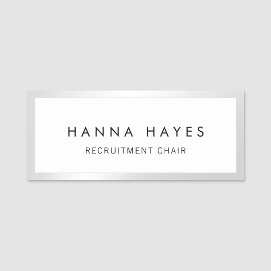 Porte-nom Élégante bordure en argent Nom de l'employé (Devant)