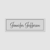 Porte-nom Élégante écriture moderne main simple gris profess (Devant)