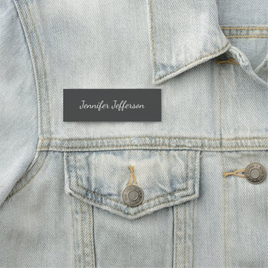 Porte-nom Élégante écriture moderne main simple gris profess (En situation)