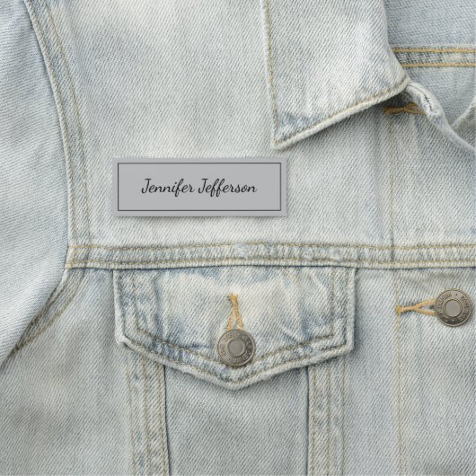 Porte-nom Élégante écriture moderne main simple gris profess (En situation)