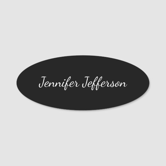 Porte-nom Élégante écriture moderne professionnelle Noir (Devant)