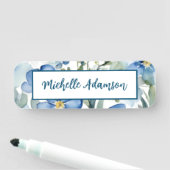 Porte-nom Elégante Fleurs Bleues Bleues Bleues Rétro (En situation)