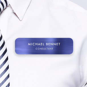 Porte-nom Élégante Marine Blue Professionnel