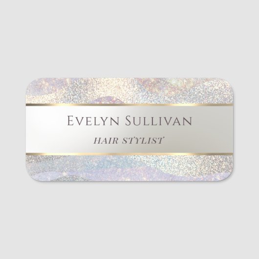 Porte-nom Elégante parties scintillant aquarelle vague nom t (Devant)