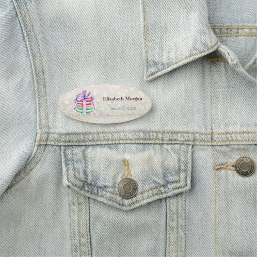 Porte-nom Elégante Parties scintillant Bokeh Macarons (En situation)