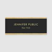 Porte-nom Élégante Parties scintillant Noir Et Or Rectangle  (Devant)