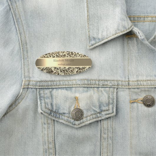 Porte-nom Elégante Parties scintillant or, Grille, Perles (En situation)