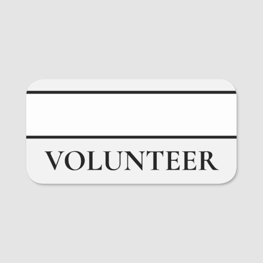 Porte-nom Élégante, propre "BÉNÉVOLE" (Devant)