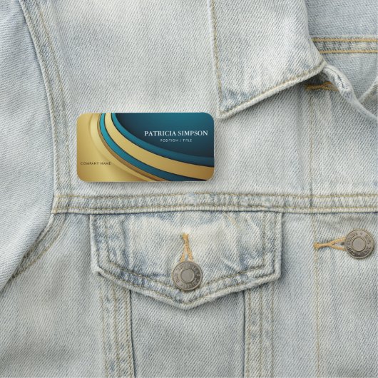 Porte-nom Eléments Graphiques Turquoise Vert Bleu Et Or : Un (En situation)