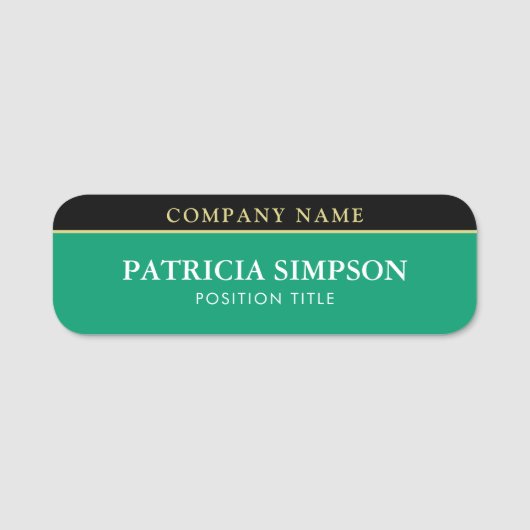 Porte-nom Emerald Green et Black Sharp Contrast (Devant)