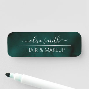 Porte-nom Émeraude aquarelle Nom du monogramme