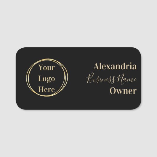 Porte-nom Employé d'or noir moderne (Devant)