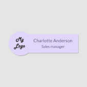 Porte-nom Employé du logo de l'entreprise Violet lavande (Devant)