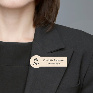 Porte-nom Employé du logo d'entreprise beige
