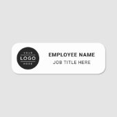 Porte-nom Employé du logo d'entreprise blanc personnalisé (Devant)