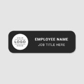 Porte-nom Employé du logo d'entreprise noir personnalisé (Devant)