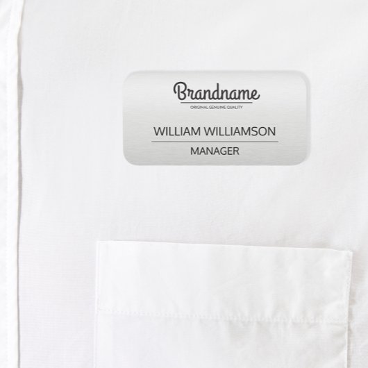 Porte-nom Employé du logo gris personnalisé