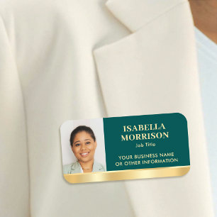 Porte-nom Employé ID d'entreprise Personnel Photo Vert Or