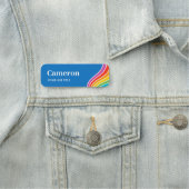 Porte-nom Employé personnalisé Rainbow Wave ID bleu (En situation)