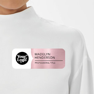 Porte-nom Employé Rose Gold Métallisé Logo Magnétique