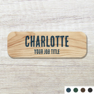 Porte-nom Employé rustique Woodgrain Blue Personnel de la so