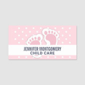 Porte-nom Empreintes Bébé Rose Cute (Devant)