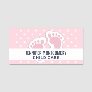 Porte-nom Empreintes de bébé fille rose mignonnes