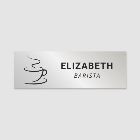 Porte-nom Enseigne de café argentée (Devant)