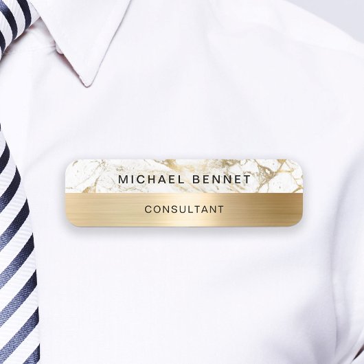 Porte-nom Entreprise de consultant en marbre blanc métallisé