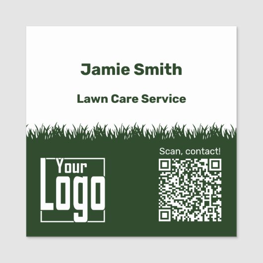 Porte-nom Entreprise de soins de pelouse QR-Code Logo Vert B (Devant)