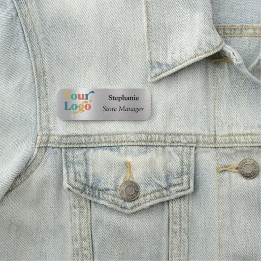 Porte-nom Entreprise magnétique broyée moderne en argent mét (En situation)