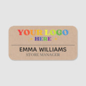 Porte-nom Entreprise magnétique Employé kraft Rustique (Devant)