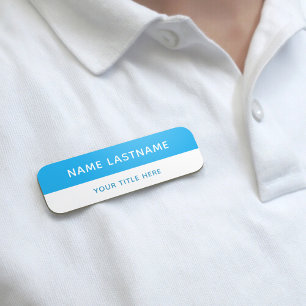 Porte-nom Épingle à titre simple moderne bleu ciel et blanc