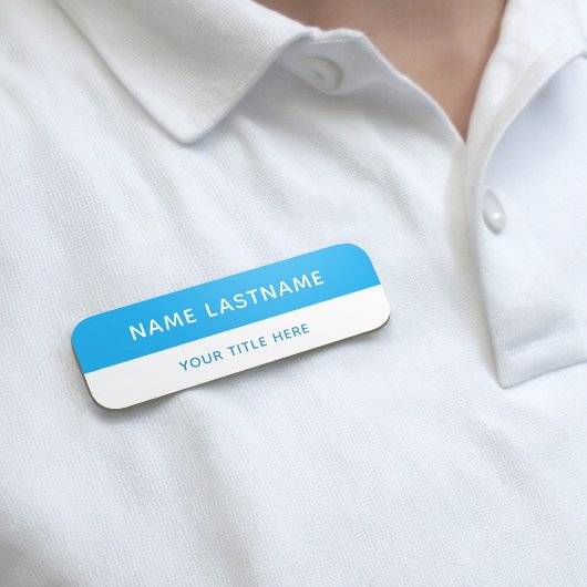 Porte-nom Épingle à titre simple moderne bleu ciel et blanc