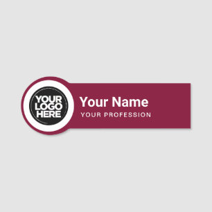 Porte-nom Épingle de forme ronde pour employé, logo burgundy