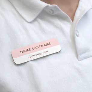 Porte-nom Épingle de titre moderne rose blush brun blanc mag