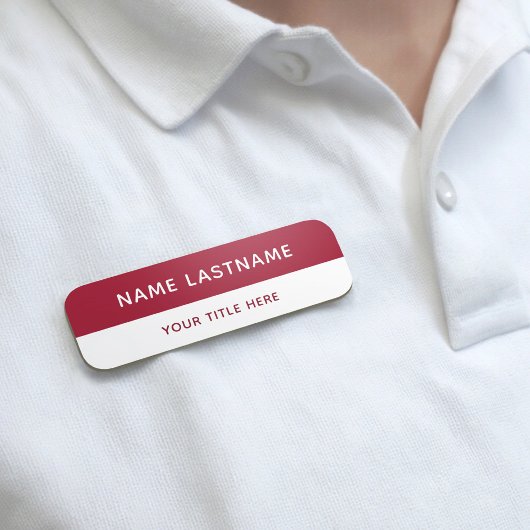 Porte-nom Épingle magnétique de titre moderne de base rouge