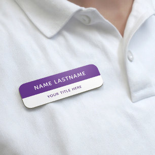 Porte-nom Épingle magnétique moderne simple titre violet bla