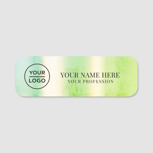 Porte-nom Épinglette magnétique pour employé avec logo vert (Devant)