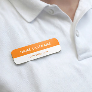 Porte-nom Épinglette magnétique simple moderne orange et bla