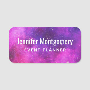 Porte-nom Espace rose & violet & Étoiles Faux Galaxy